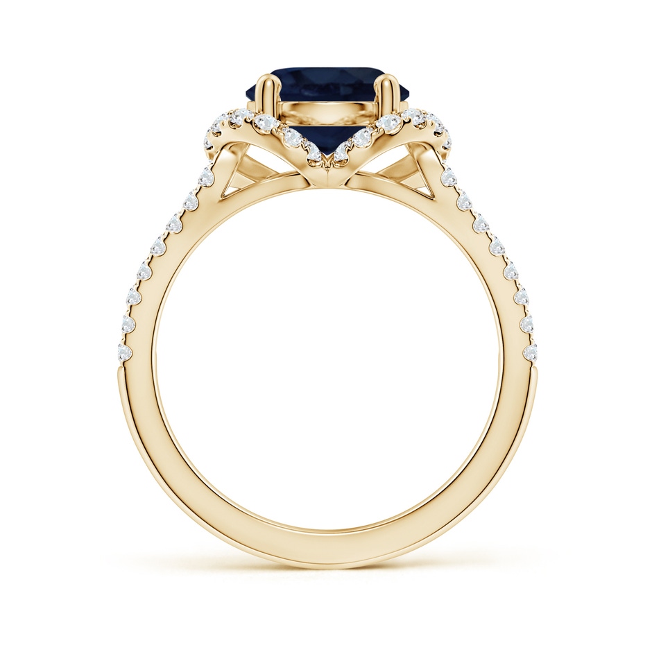 8mm A Classic Round Blue Sapphire Couture Engagement Ring in Yellow Gold side 199