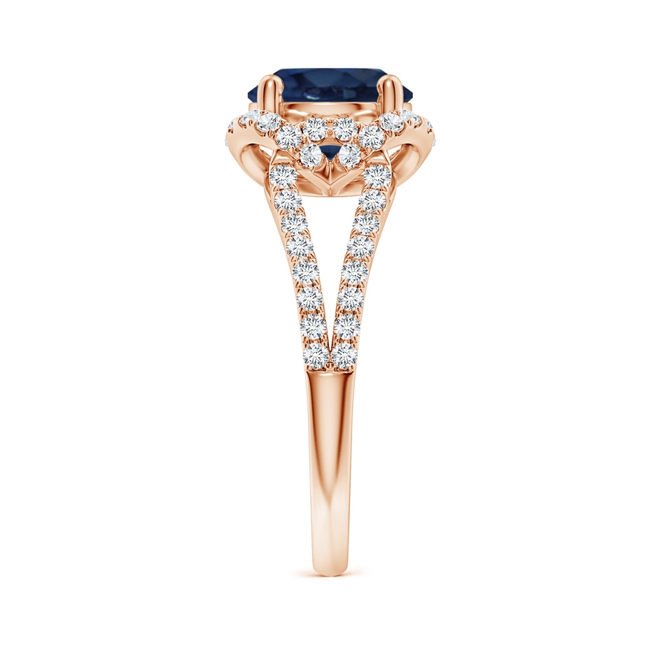 8mm AA Classic Round Blue Sapphire Couture Engagement Ring in 18K Rose Gold side 299