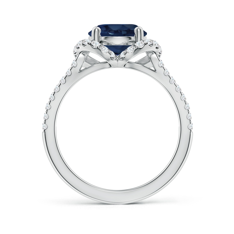 8mm AA Classic Round Blue Sapphire Couture Engagement Ring in P950 Platinum side 199