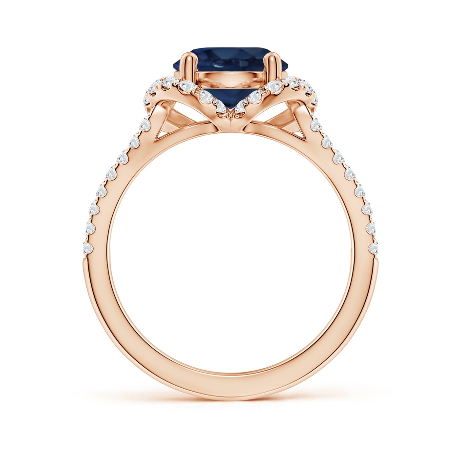 8mm AA Classic Round Blue Sapphire Couture Engagement Ring in Rose Gold side 199