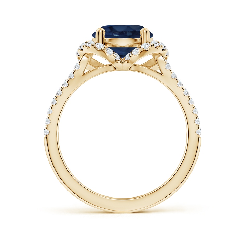 8mm AA Classic Round Blue Sapphire Couture Engagement Ring in Yellow Gold side 199