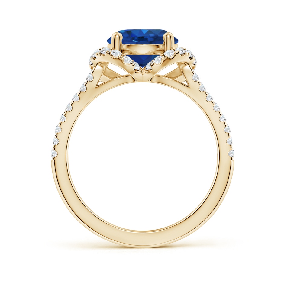 8mm AAA Classic Round Blue Sapphire Couture Engagement Ring in 18K Yellow Gold side 199