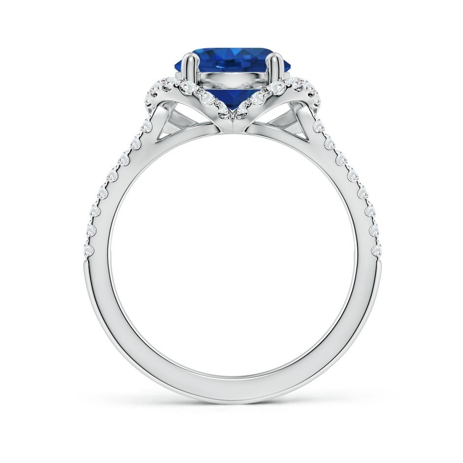 8mm AAA Classic Round Blue Sapphire Couture Engagement Ring in P950 Platinum side 199