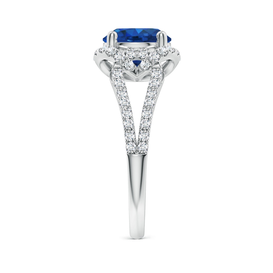 8mm AAA Classic Round Blue Sapphire Couture Engagement Ring in P950 Platinum side 299