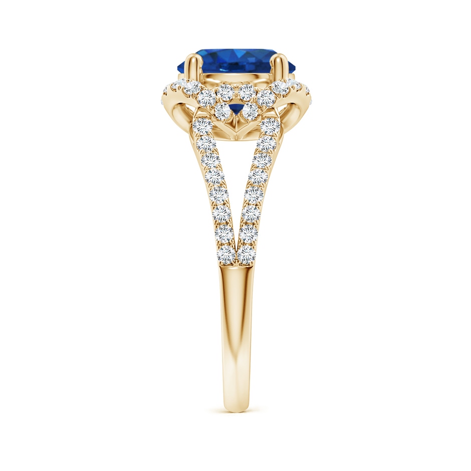 8mm AAA Classic Round Blue Sapphire Couture Engagement Ring in Yellow Gold side 299