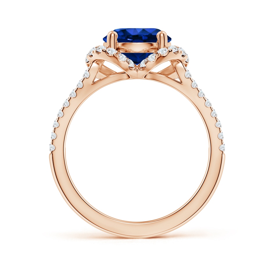 8mm AAAA Classic Round Blue Sapphire Couture Engagement Ring in 18K Rose Gold side 199