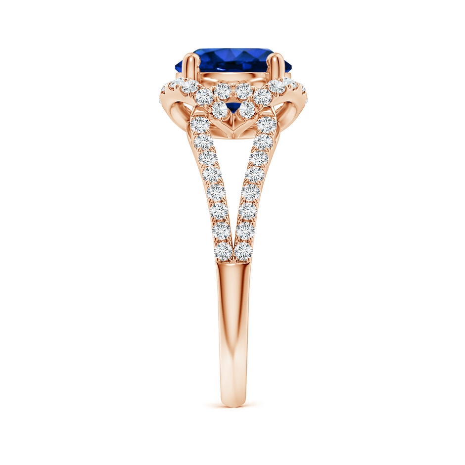 8mm AAAA Classic Round Blue Sapphire Couture Engagement Ring in 18K Rose Gold side 299