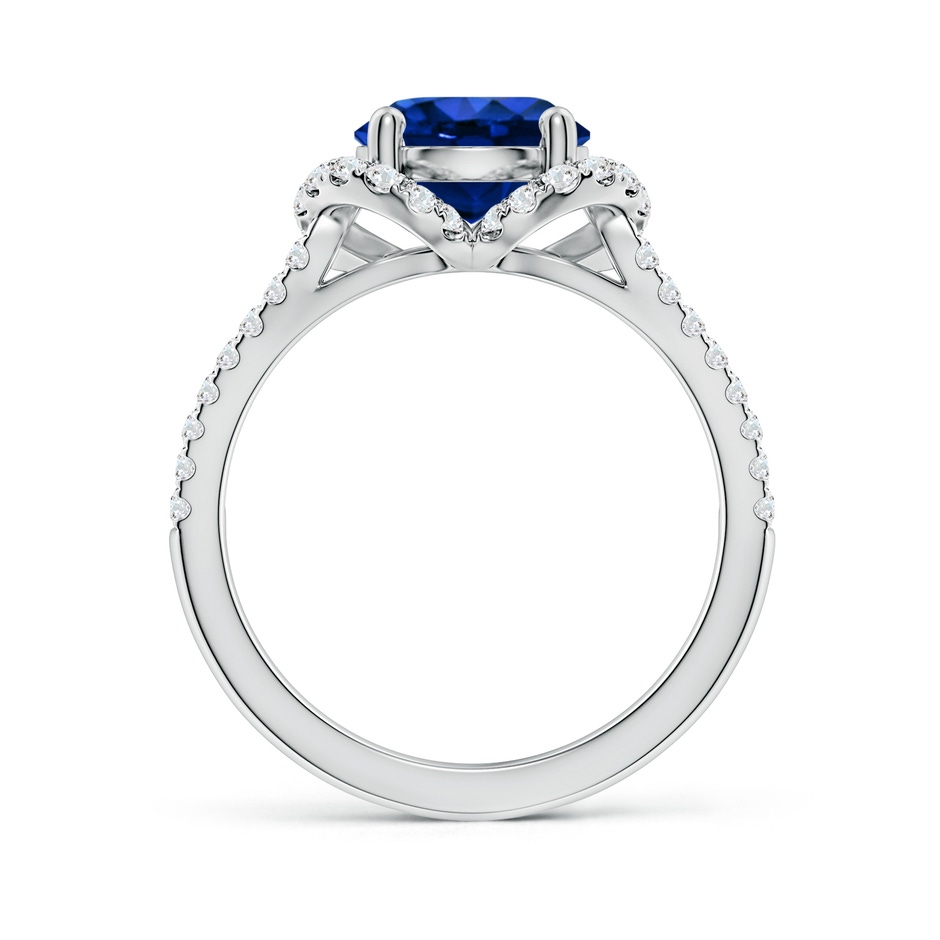 8mm AAAA Classic Round Blue Sapphire Couture Engagement Ring in 18K White Gold side 199
