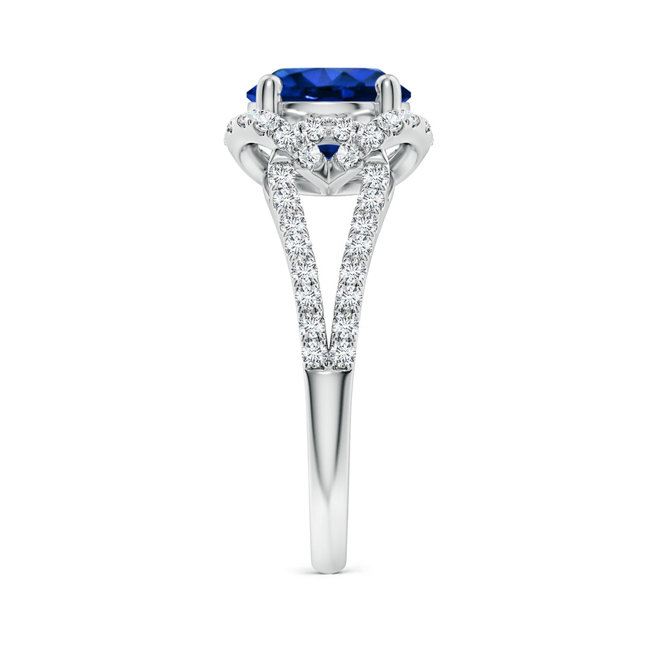 8mm AAAA Classic Round Blue Sapphire Couture Engagement Ring in 18K White Gold side 299