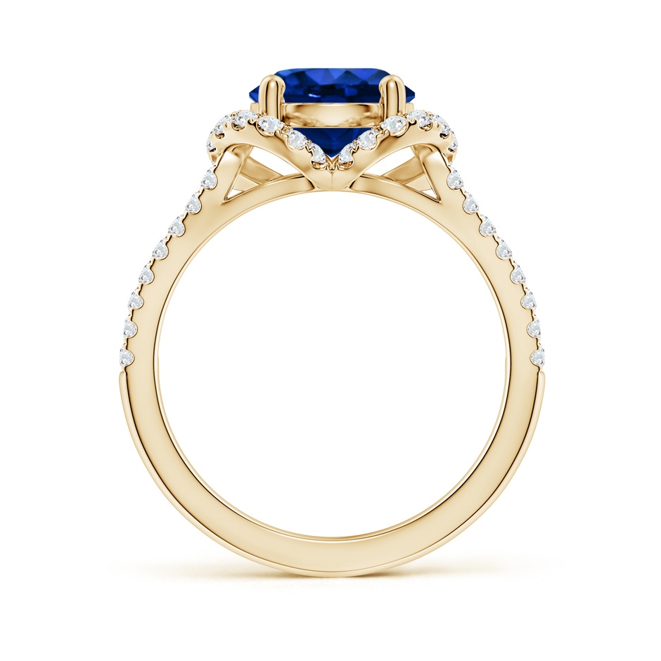 8mm AAAA Classic Round Blue Sapphire Couture Engagement Ring in 18K Yellow Gold side 199