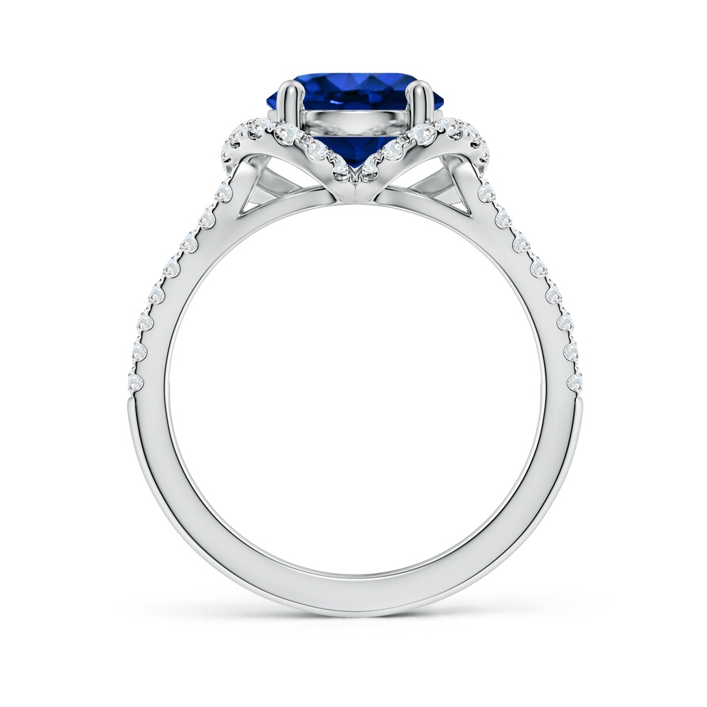 8mm Lab-Grown Classic Round Blue Sapphire Couture Engagement Ring in White Gold - side 199