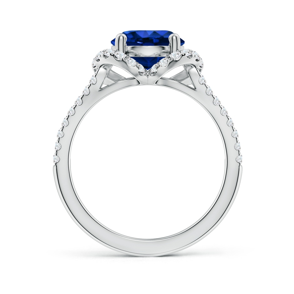 8mm Lab-Grown Classic Round Blue Sapphire Couture Engagement Ring in White Gold side 199