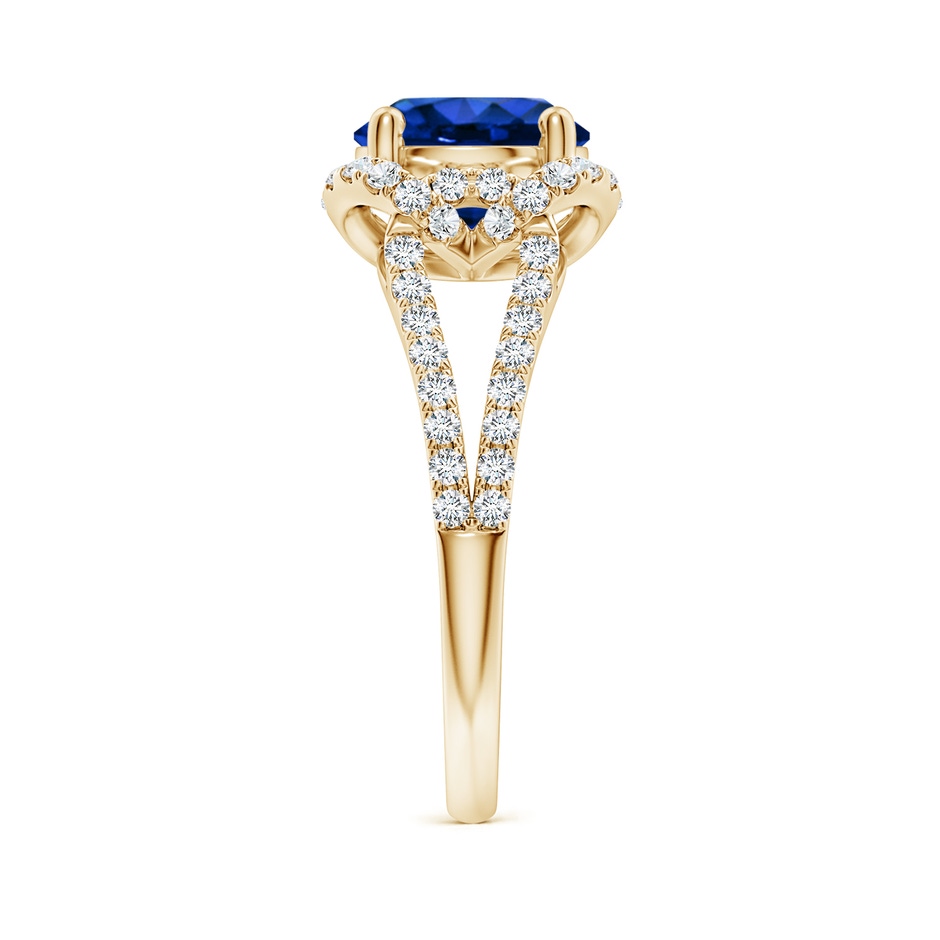 8mm Lab-Grown Classic Round Blue Sapphire Couture Engagement Ring in Yellow Gold side 299