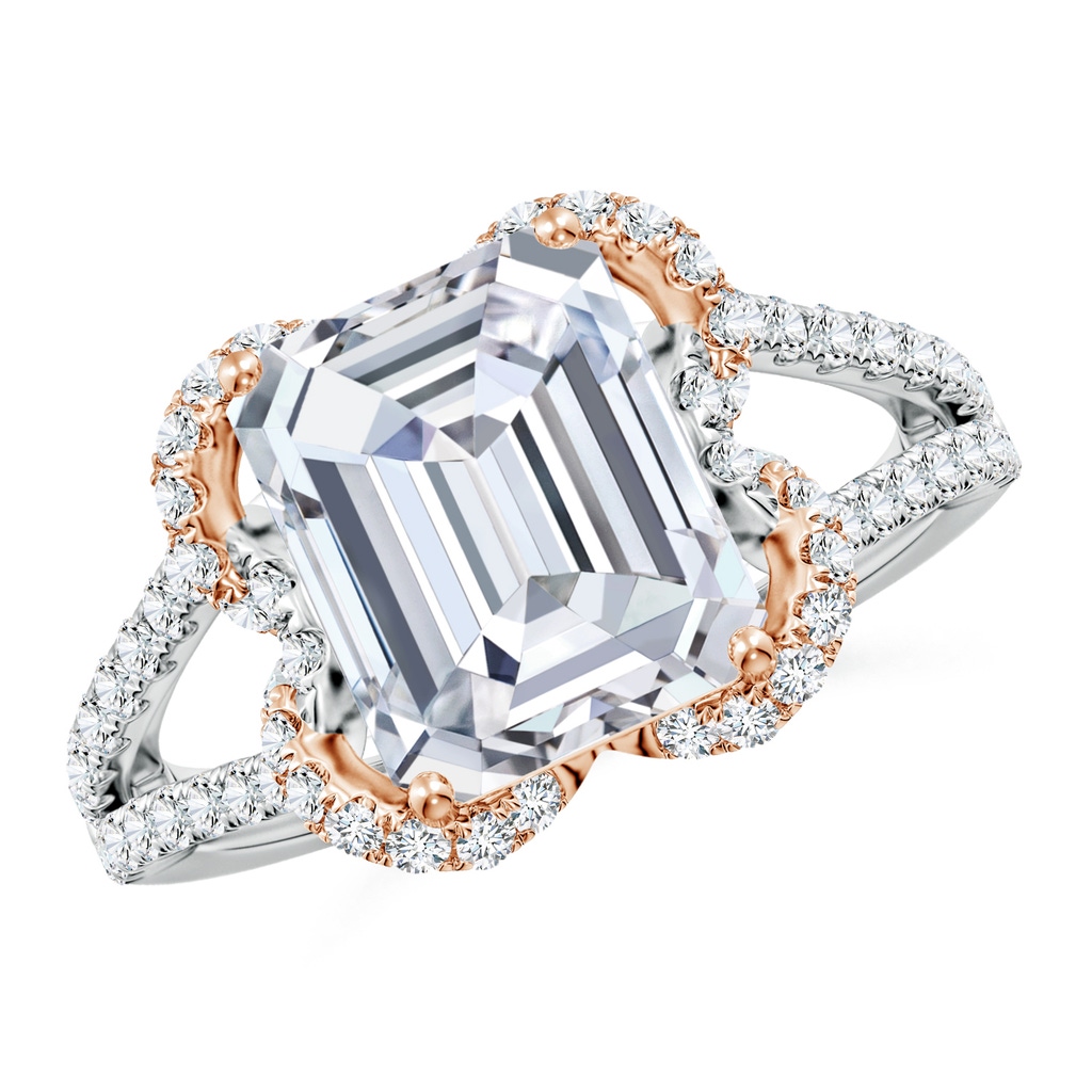 10x7mm GVS2 Classic Emerald-Cut Diamond Couture Engagement Ring in White Gold Rose Gold