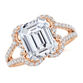 10x7mm HSI2 Classic Emerald-Cut Diamond Couture Engagement Ring in 18K Rose Gold