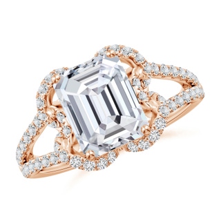 9x7mm HSI2 Classic Emerald-Cut Diamond Couture Engagement Ring in 18K Rose Gold