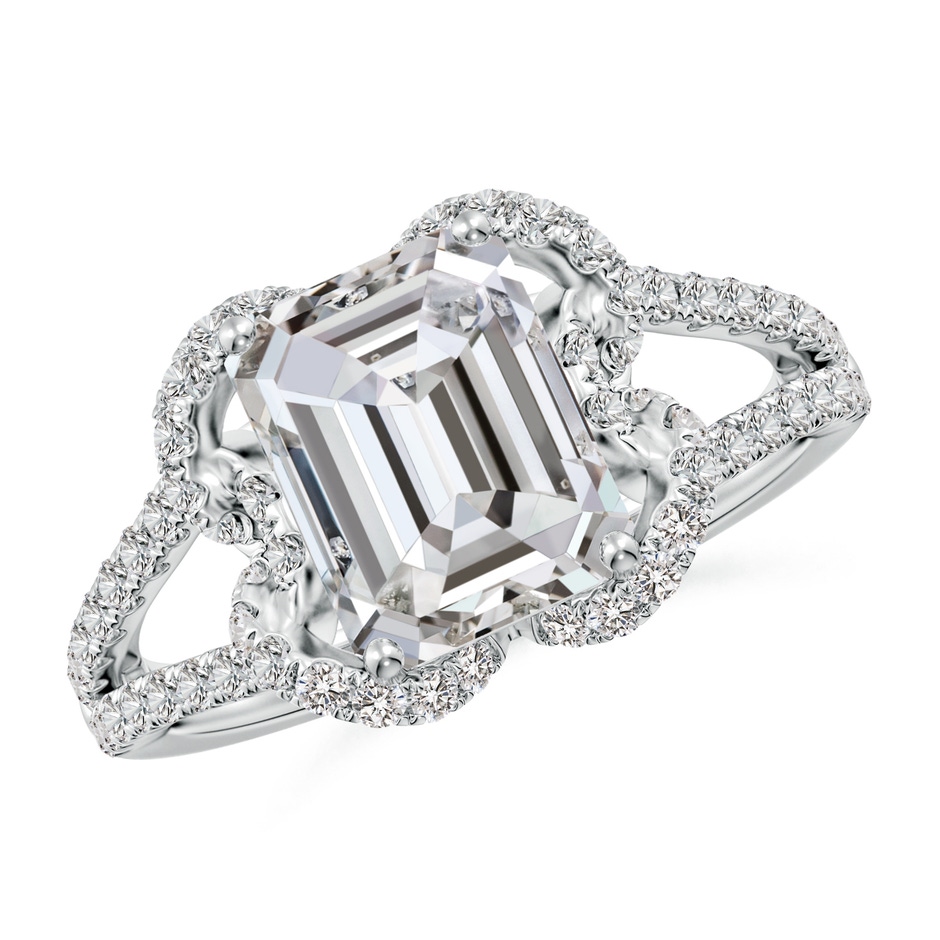 9x7mm IJI1I2 Classic Emerald-Cut Diamond Couture Engagement Ring in White Gold 