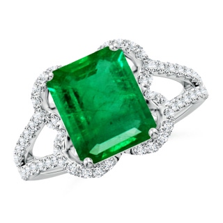 10x8mm AAA Classic Emerald-Cut Emerald Couture Engagement Ring in P950 Platinum