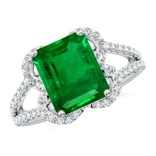 10x8mm AAAA Classic Emerald-Cut Emerald Couture Engagement Ring in P950 Platinum