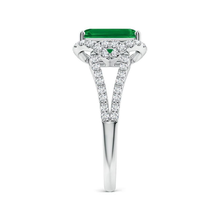 9x7mm AAA Classic Emerald-Cut Emerald Couture Engagement Ring in White Gold side 299