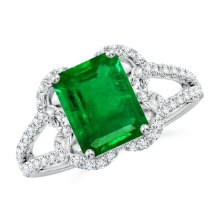 9x7mm AAAA Classic Emerald-Cut Emerald Couture Engagement Ring in P950 Platinum