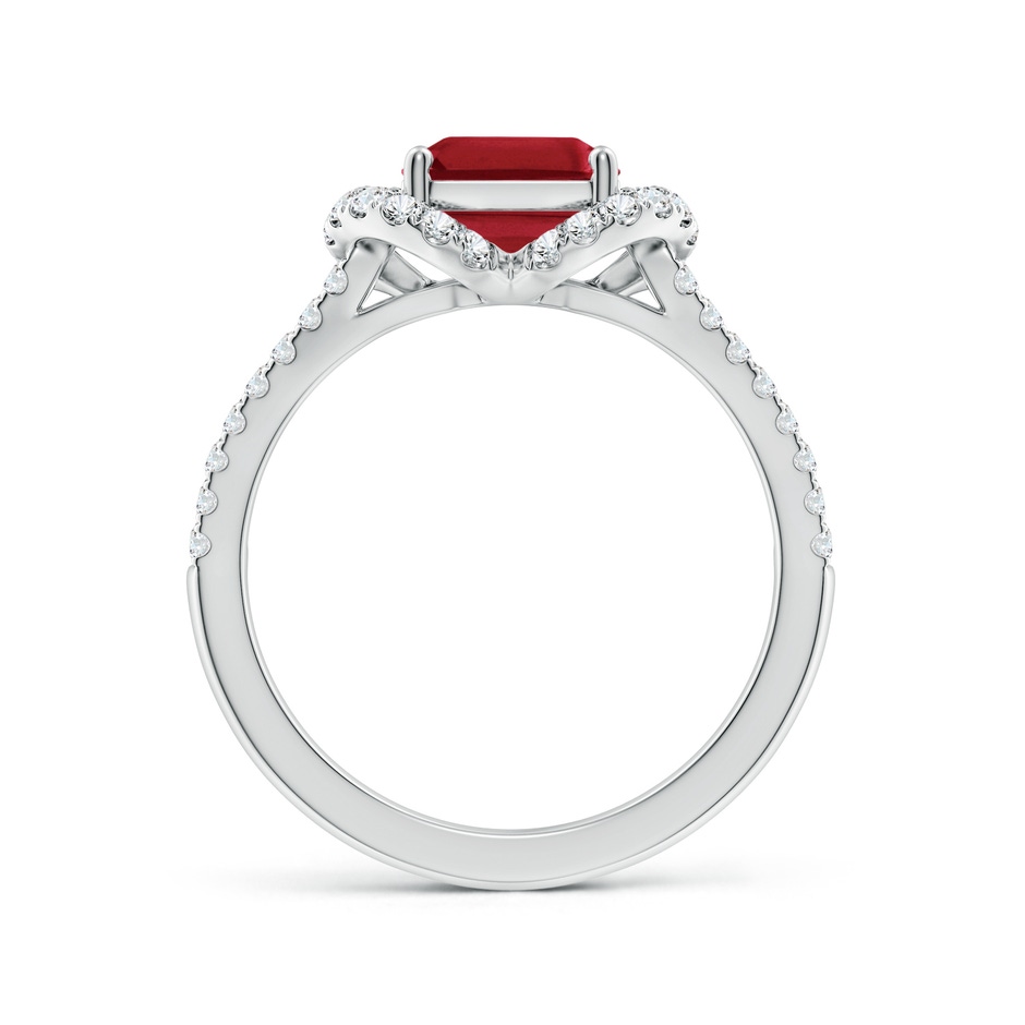 9x7mm AA Classic Emerald-Cut Ruby Couture Engagement Ring in White Gold Side 199