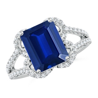 Emerald Cut Lab-Grown Lab Grown Blue Sapphire