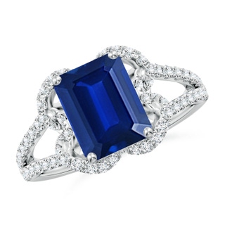 Emerald Cut Lab-Grown Lab Grown Blue Sapphire