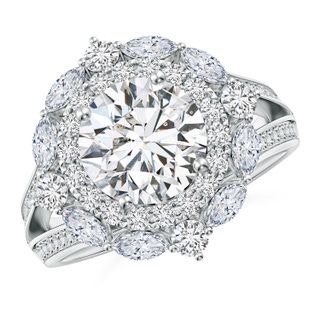 8.1mm HSI2 Ornate Round Diamond Halo Engagement Ring in P950 Platinum