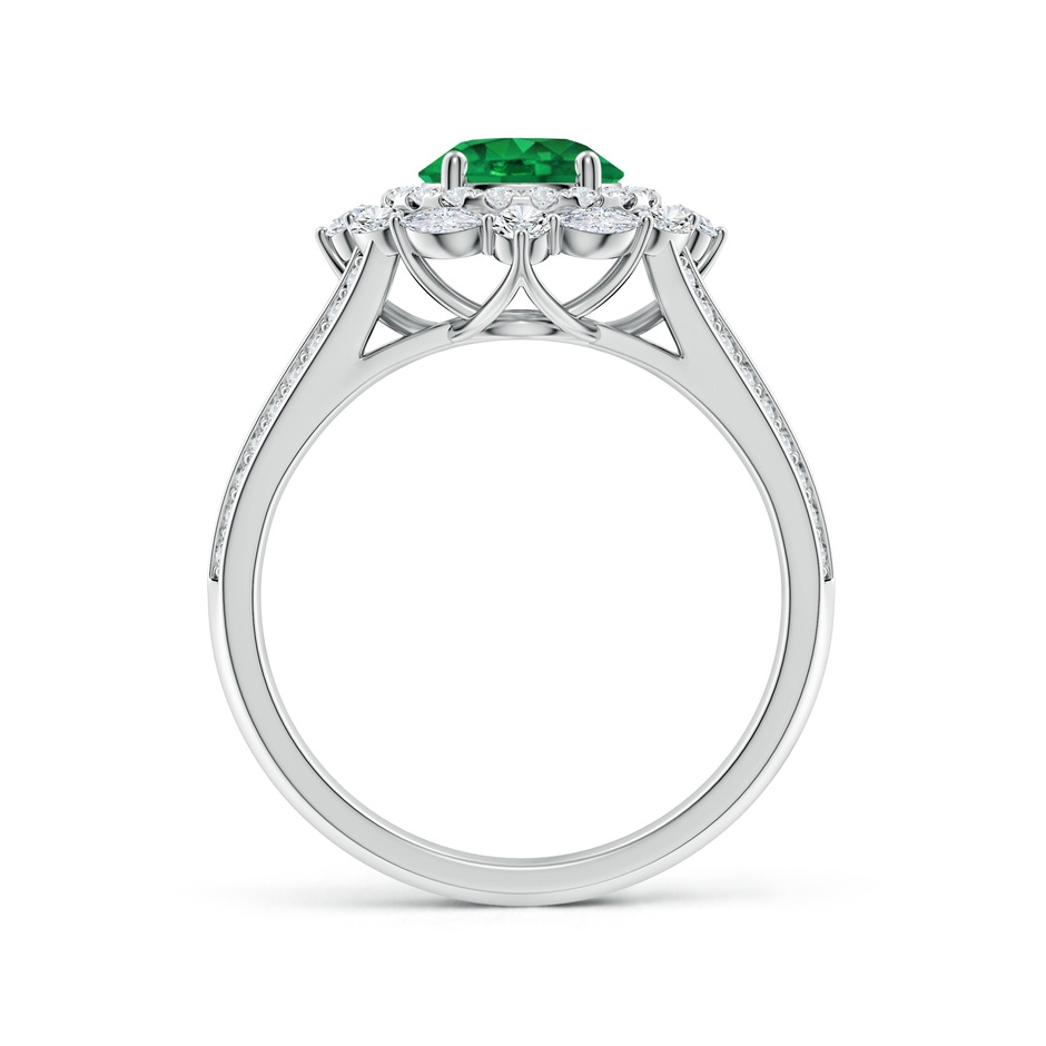 6.5mm AAA Ornate Round Emerald Halo Engagement Ring in White Gold side 199