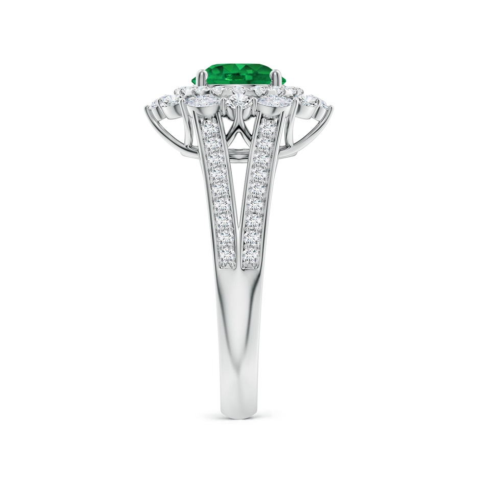 6.5mm AAA Ornate Round Emerald Halo Engagement Ring in White Gold side 299