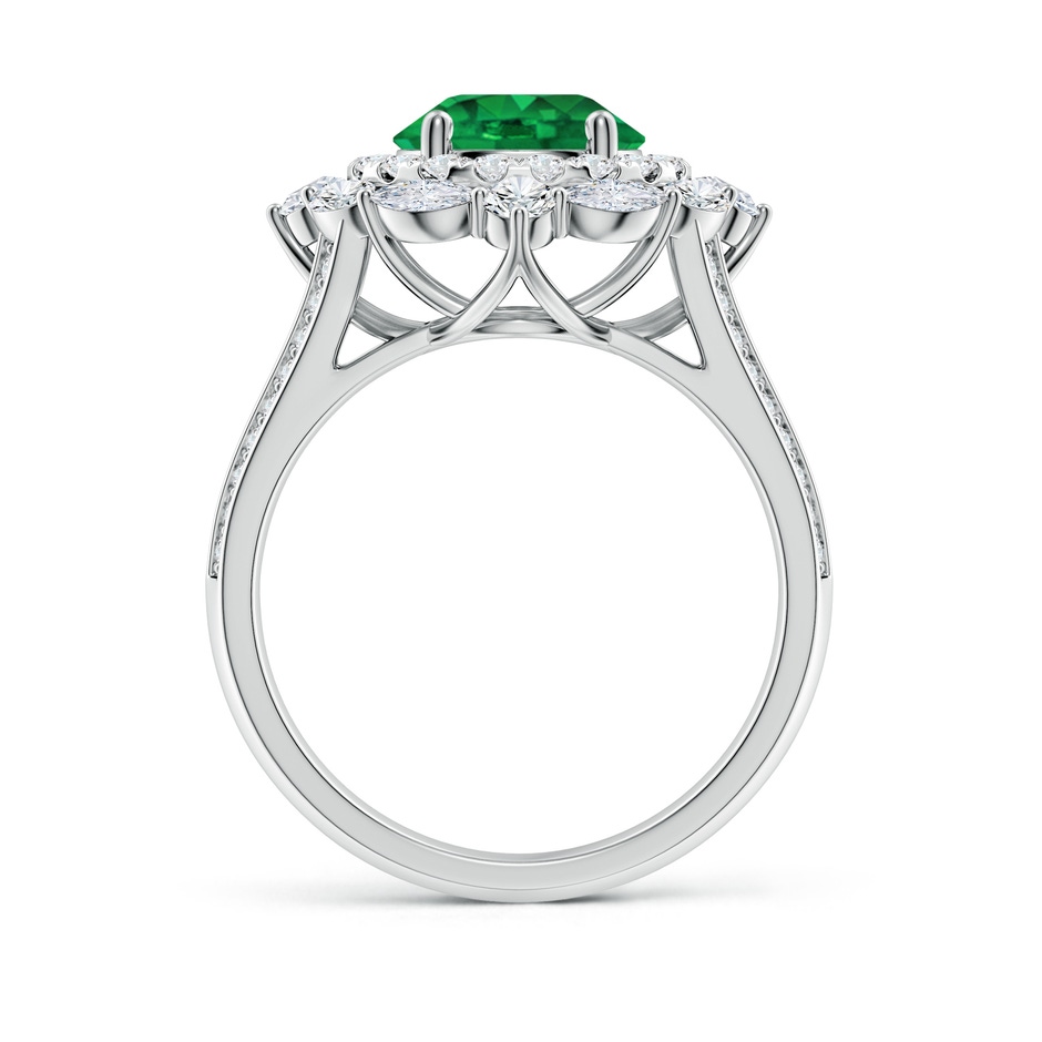 8mm AAA Ornate Round Emerald Halo Engagement Ring in White Gold side 199