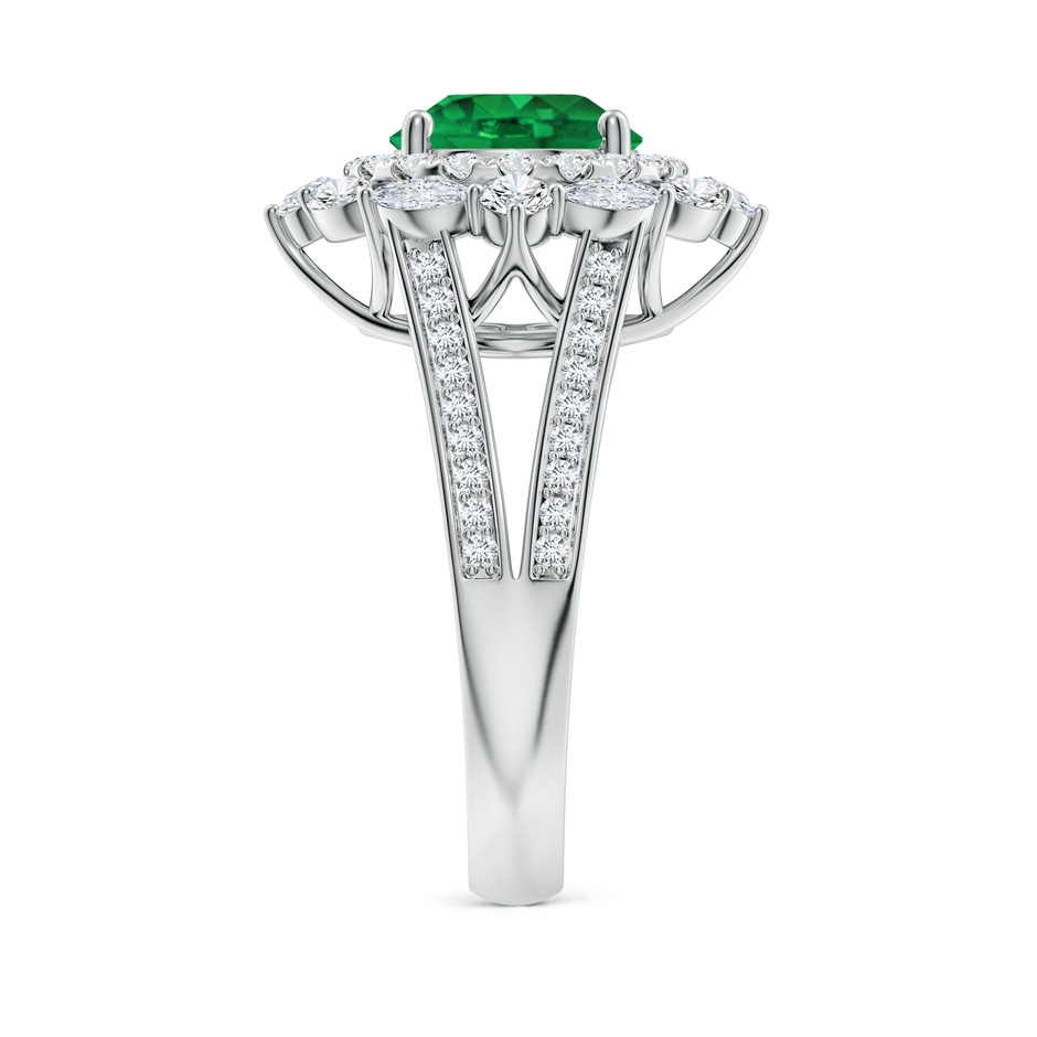 8mm AAA Ornate Round Emerald Halo Engagement Ring in White Gold side 299