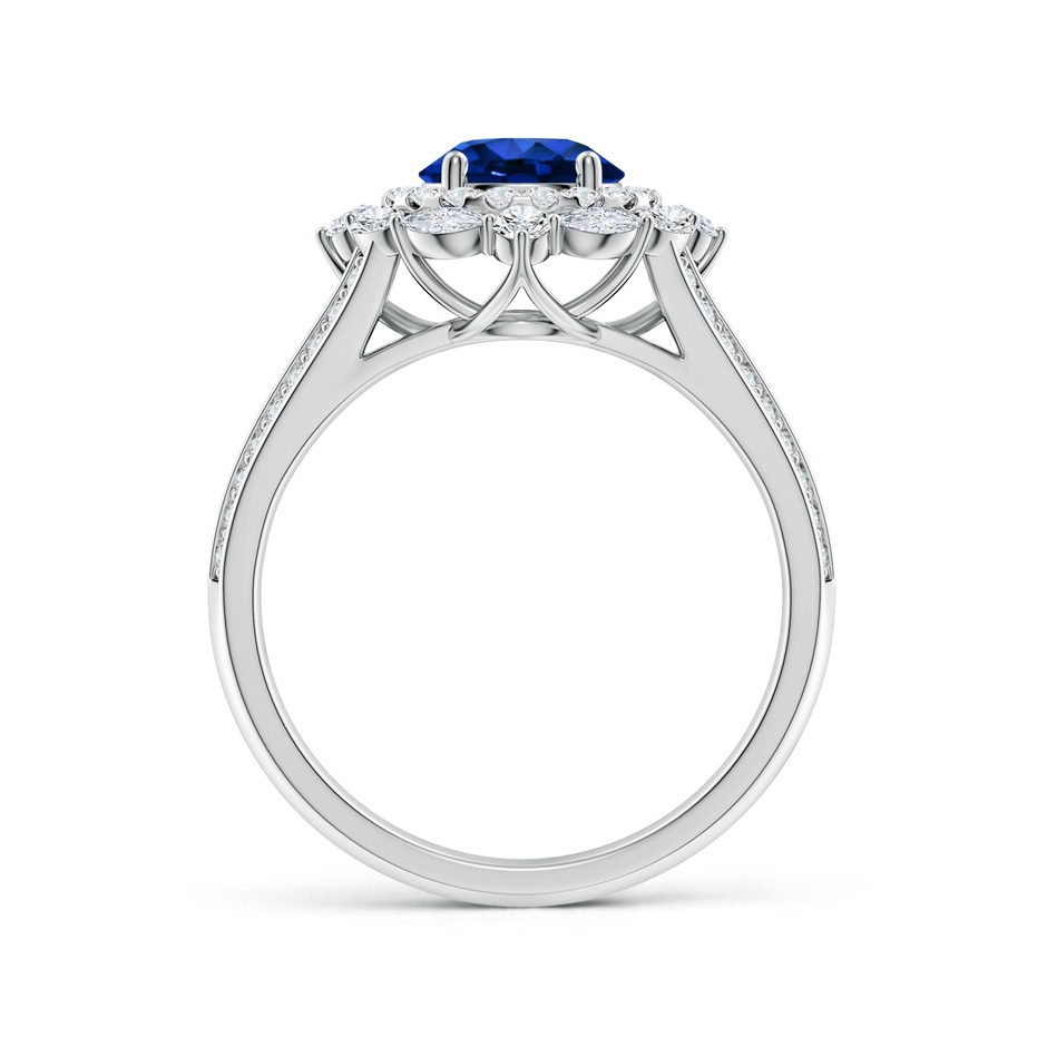 6.5mm Lab-Grown Ornate Round Blue Sapphire Halo Engagement Ring in White Gold side 199