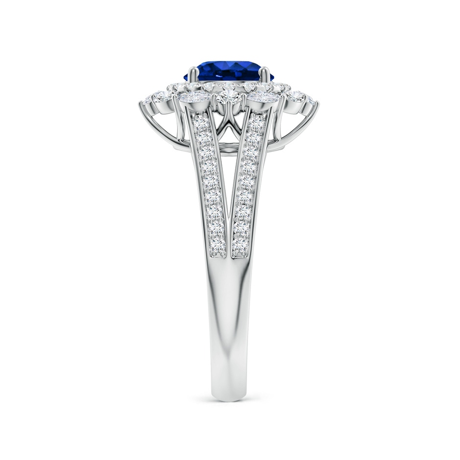 6.5mm Lab-Grown Ornate Round Blue Sapphire Halo Engagement Ring in White Gold side 299