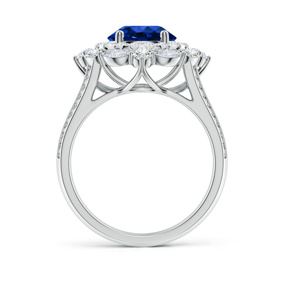 8mm Lab-Grown Ornate Round Blue Sapphire Halo Engagement Ring in White Gold side 199