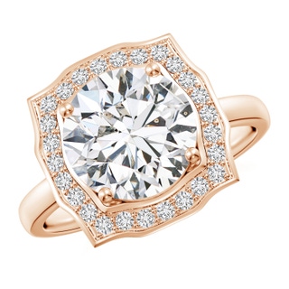 9.2mm HSI2 Art Deco Inspired Round Diamond Halo Engagement Ring in Rose Gold