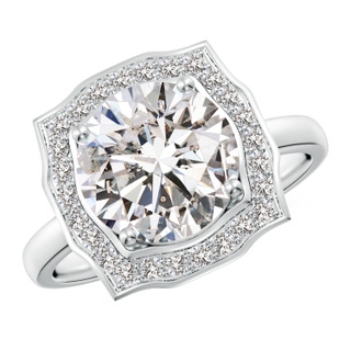 9.2mm IJI1I2 Art Deco Inspired Round Diamond Halo Engagement Ring in P950 Platinum