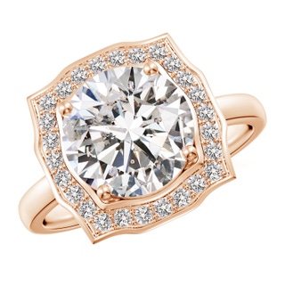 9.2mm IJI1I2 Art Deco Inspired Round Diamond Halo Engagement Ring in Rose Gold