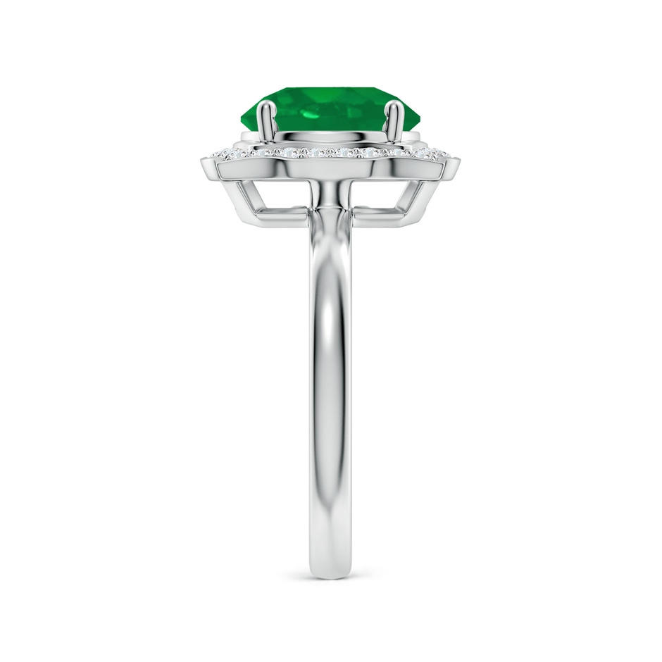 9mm AA Art Deco Inspired Round Emerald Halo Engagement Ring in White Gold side 299