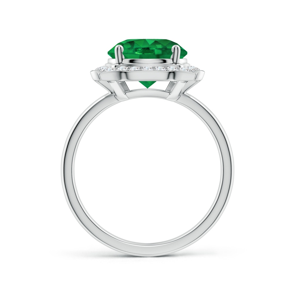 9mm AAA Art Deco Inspired Round Emerald Halo Engagement Ring in White Gold Side 199