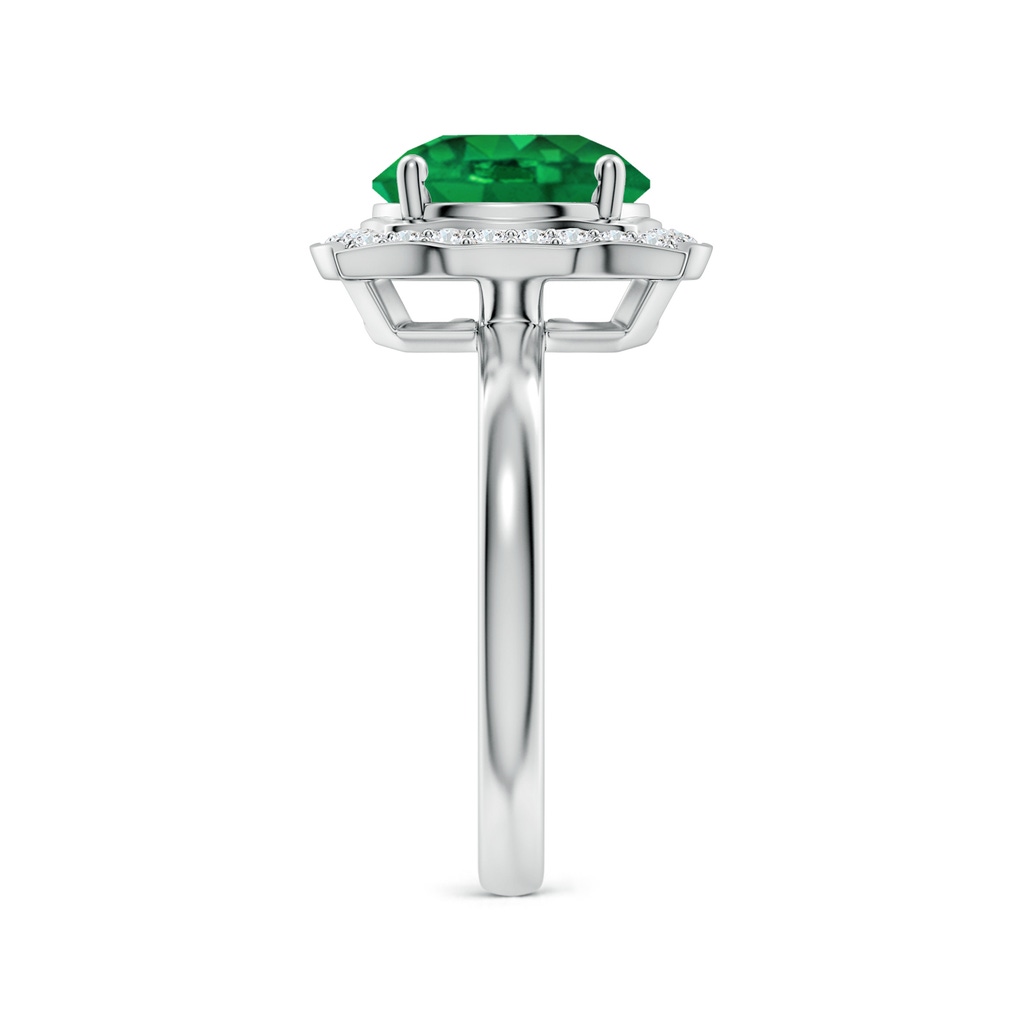 9mm AAA Art Deco Inspired Round Emerald Halo Engagement Ring in White Gold Side 299