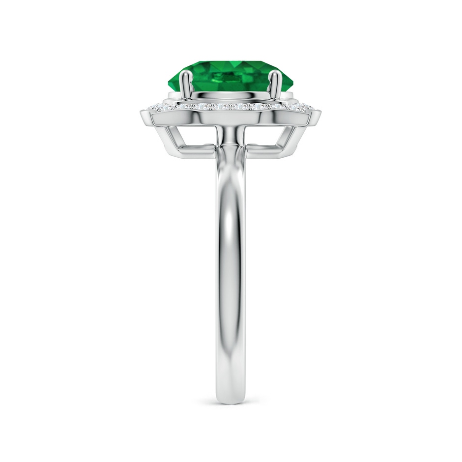 9mm AAA Art Deco Inspired Round Emerald Halo Engagement Ring in White Gold side 299