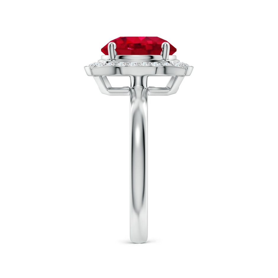 9mm AAA Art Deco Inspired Round Ruby Halo Engagement Ring in White Gold side 299