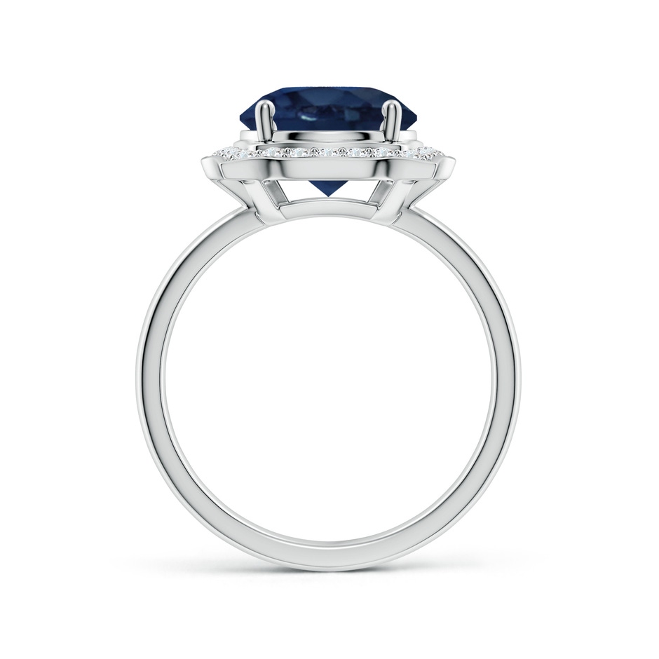 9mm AA Art Deco Inspired Round Blue Sapphire Halo Engagement Ring in White Gold side 199