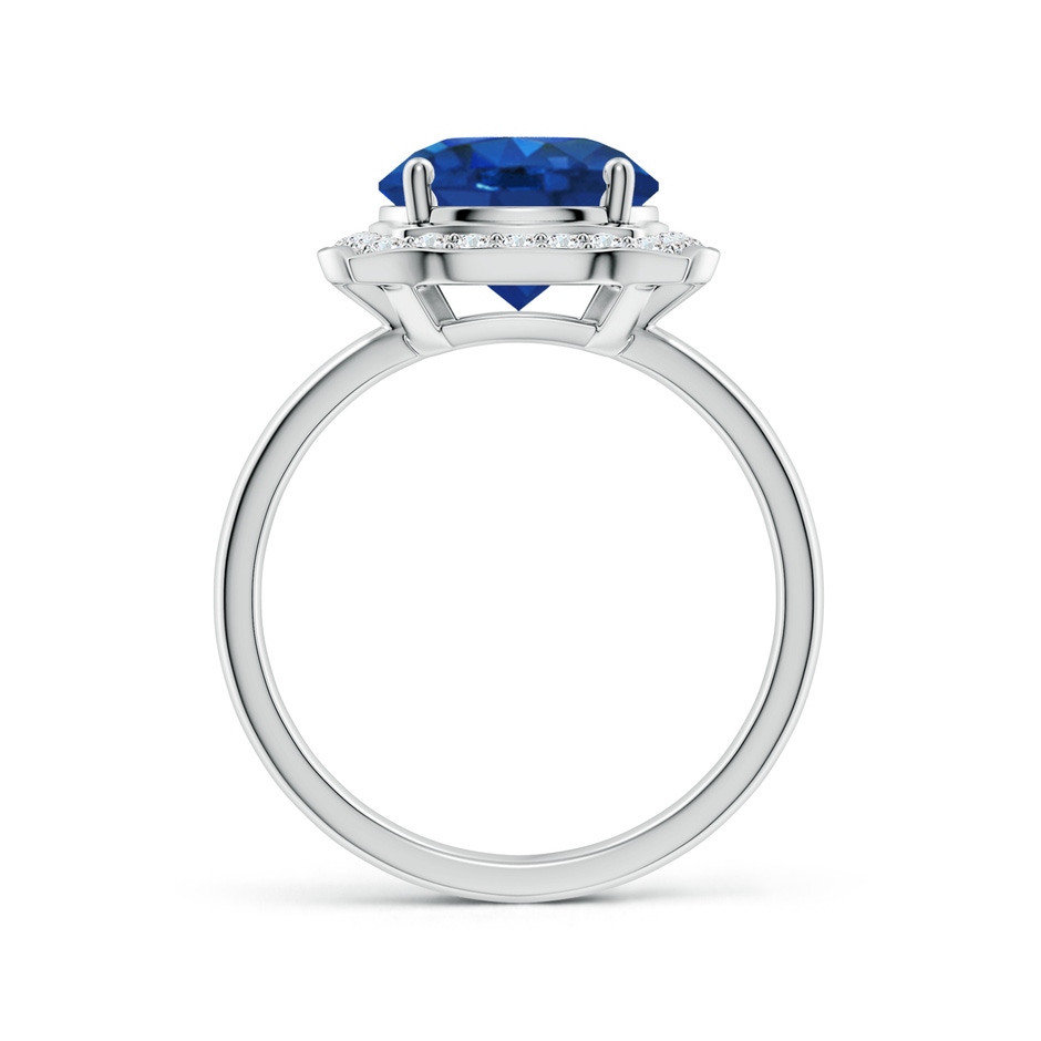 9mm AAA Art Deco Inspired Round Blue Sapphire Halo Engagement Ring in White Gold side 199