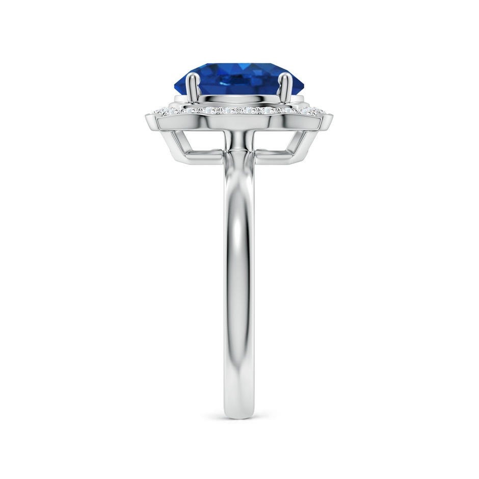 9mm AAA Art Deco Inspired Round Blue Sapphire Halo Engagement Ring in White Gold side 299