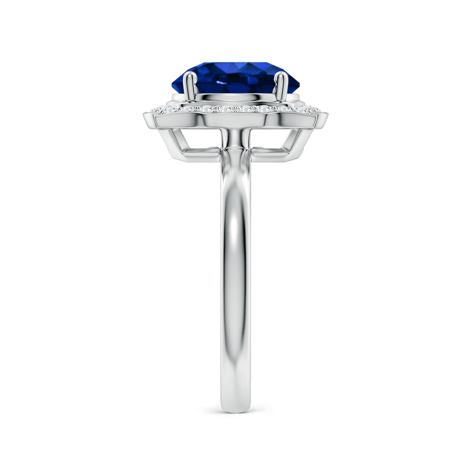 9mm Lab-Grown Art Deco Inspired Round Blue Sapphire Halo Engagement Ring in White Gold side 299