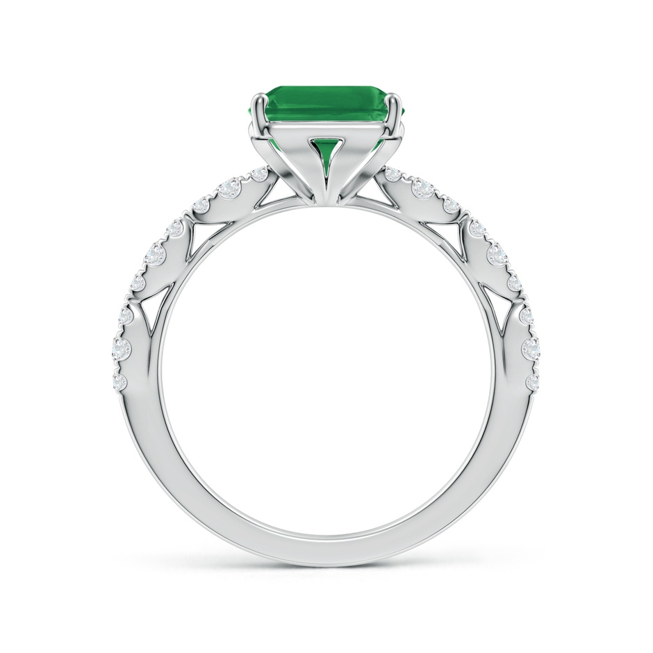 10x8mm AA Classic Emerald-Cut Emerald Crescent Engagement Ring in White Gold side 199