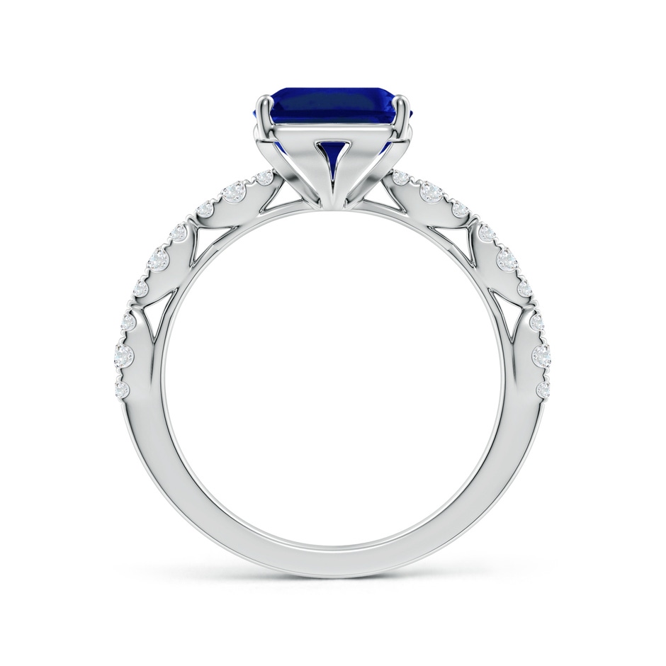 10x8mm Lab-Grown Classic Emerald-Cut Blue Sapphire Crescent Engagement Ring in White Gold side 199